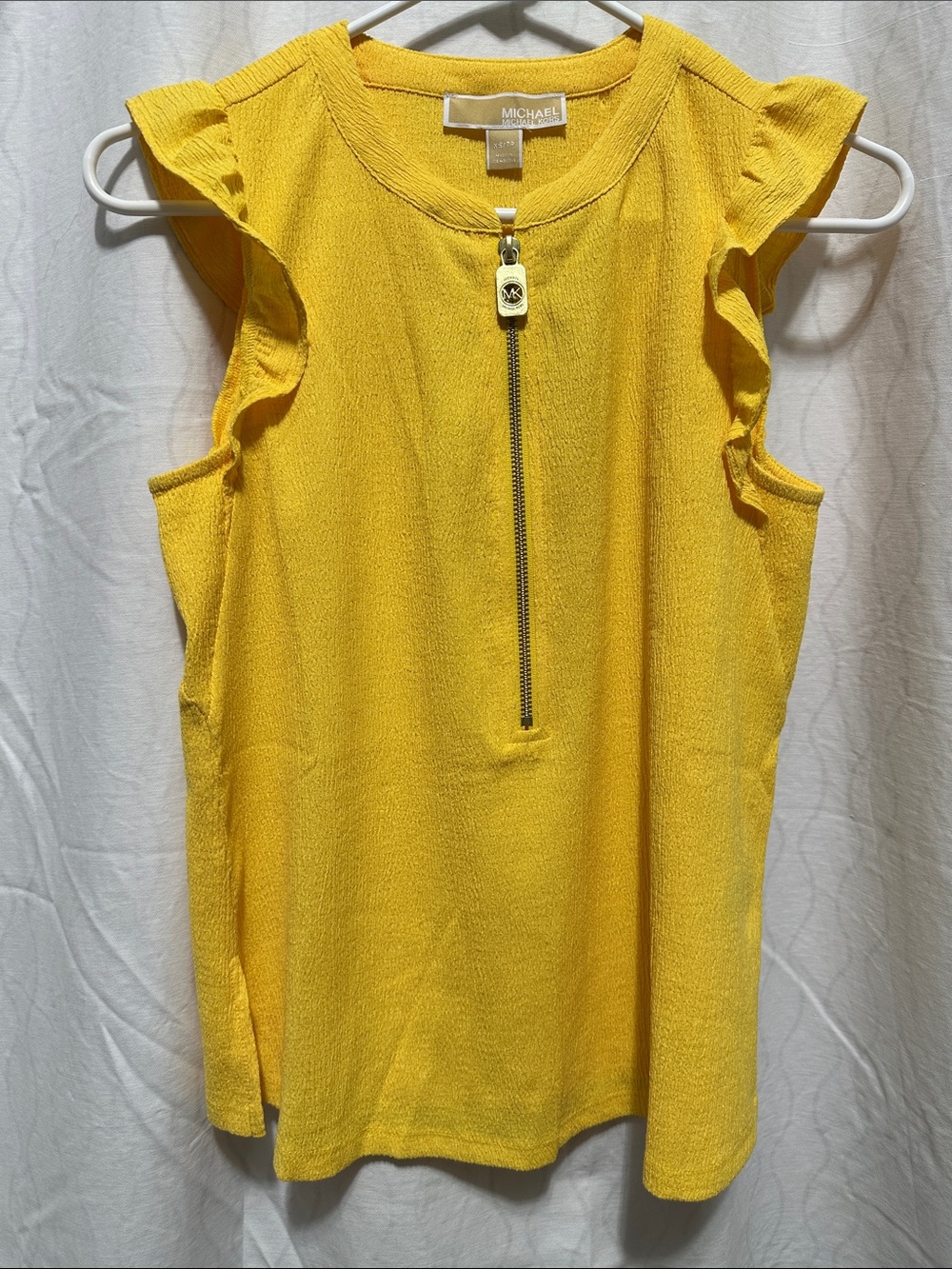 MICHAEL‎ Michael Kors Yellow Ruffle-Sleeve Zip Front Tank